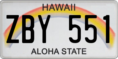 HI license plate ZBY551