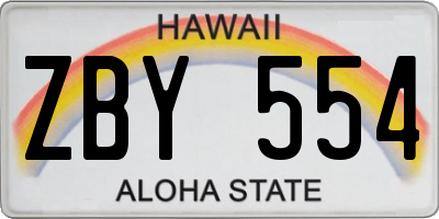 HI license plate ZBY554