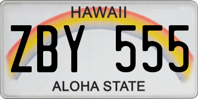 HI license plate ZBY555