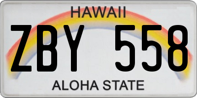 HI license plate ZBY558