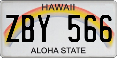 HI license plate ZBY566