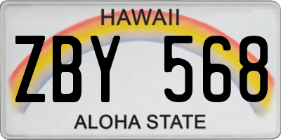 HI license plate ZBY568