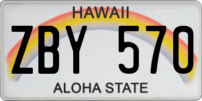 HI license plate ZBY570