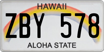 HI license plate ZBY578