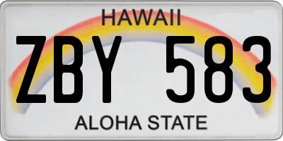HI license plate ZBY583