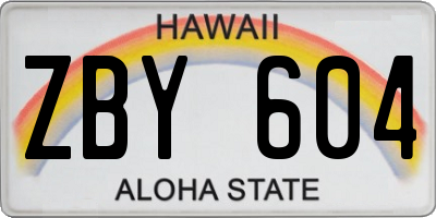 HI license plate ZBY604