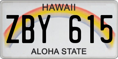 HI license plate ZBY615