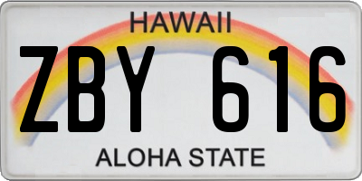 HI license plate ZBY616
