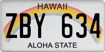 HI license plate ZBY634