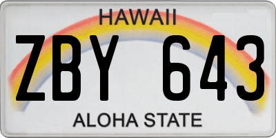 HI license plate ZBY643
