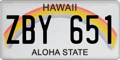 HI license plate ZBY651