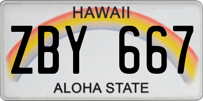 HI license plate ZBY667
