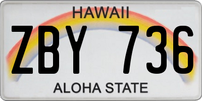 HI license plate ZBY736