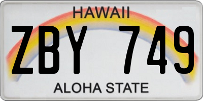 HI license plate ZBY749