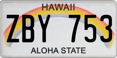 HI license plate ZBY753