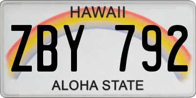 HI license plate ZBY792