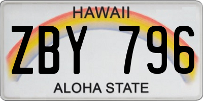 HI license plate ZBY796