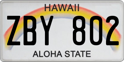 HI license plate ZBY802