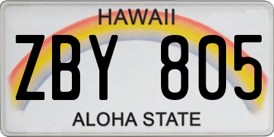 HI license plate ZBY805