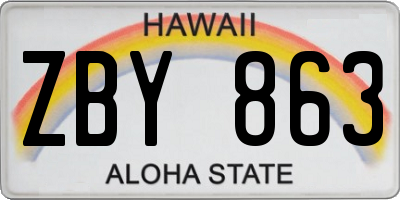 HI license plate ZBY863