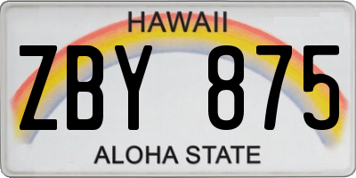 HI license plate ZBY875