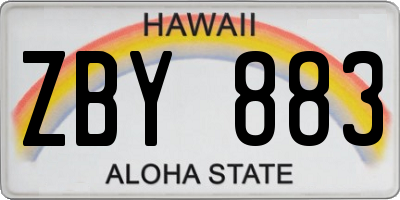 HI license plate ZBY883