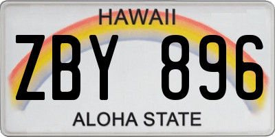 HI license plate ZBY896