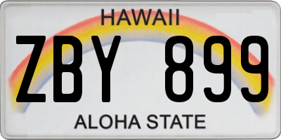 HI license plate ZBY899