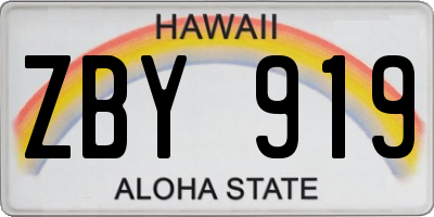 HI license plate ZBY919