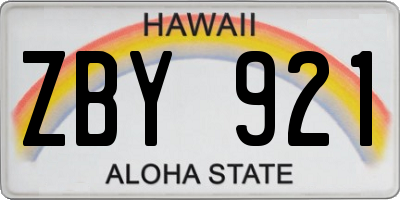 HI license plate ZBY921