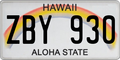HI license plate ZBY930