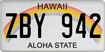 HI license plate ZBY942