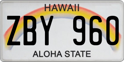 HI license plate ZBY960
