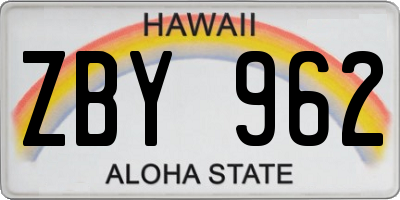 HI license plate ZBY962