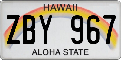 HI license plate ZBY967