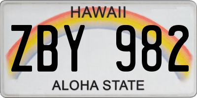 HI license plate ZBY982