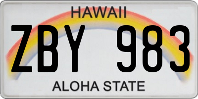 HI license plate ZBY983