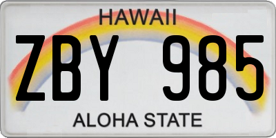 HI license plate ZBY985