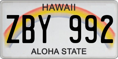 HI license plate ZBY992