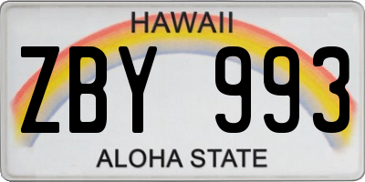 HI license plate ZBY993