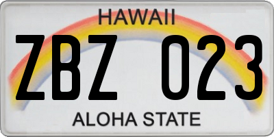 HI license plate ZBZ023