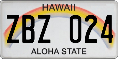 HI license plate ZBZ024