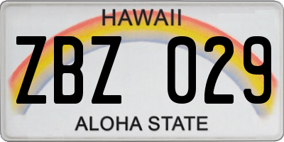 HI license plate ZBZ029