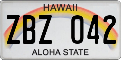 HI license plate ZBZ042