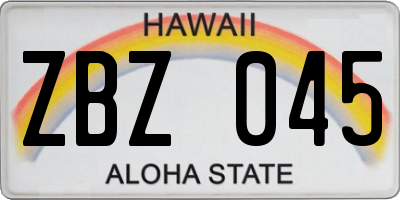 HI license plate ZBZ045