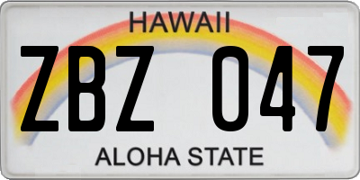 HI license plate ZBZ047