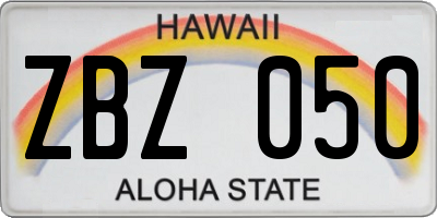HI license plate ZBZ050