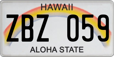 HI license plate ZBZ059