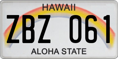HI license plate ZBZ061