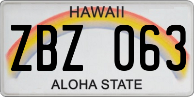 HI license plate ZBZ063